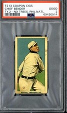 1914 T213 Coupon Cigs. Chief Bender (No Trees) Phil. Natl. - PSA 2 (Type 2)