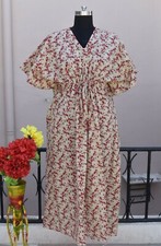 Printed Maxi Dress Women Wear Cotton Kaftan Ethnic Beach Wear Gown Free Size