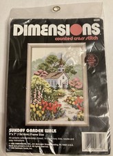 Dimensions 1992 Counted Cross Stitch Sunday Garden Walk 6620 Church Path 5X7 New