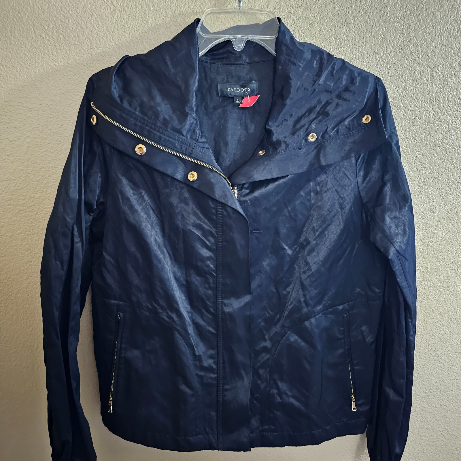 TALBOTS Black Lined Zip Front Rain Jacket~Size 10 - image 10