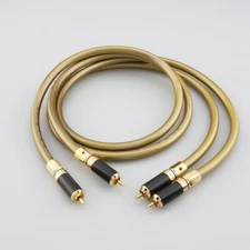 Pair GOLDEN Plated Fiber Carbon RCA Plug HiFi Audio RCA Cable Interconnect Line