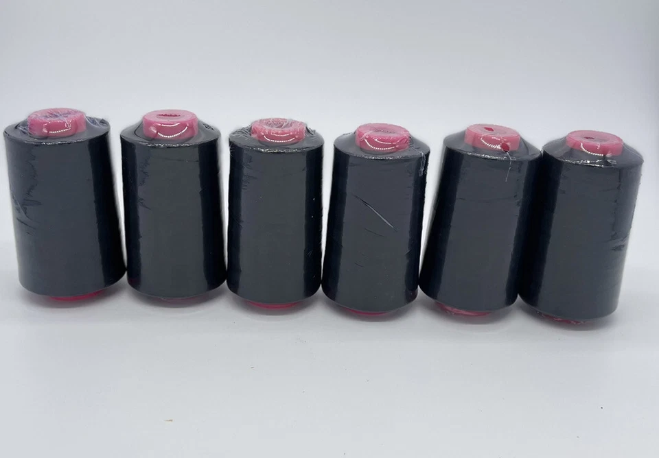 6 Big Spools BLACK Sewing Machine Serger Thread Spools 6000 YARDS / Cone T27 S/2 - Image 2 of 4