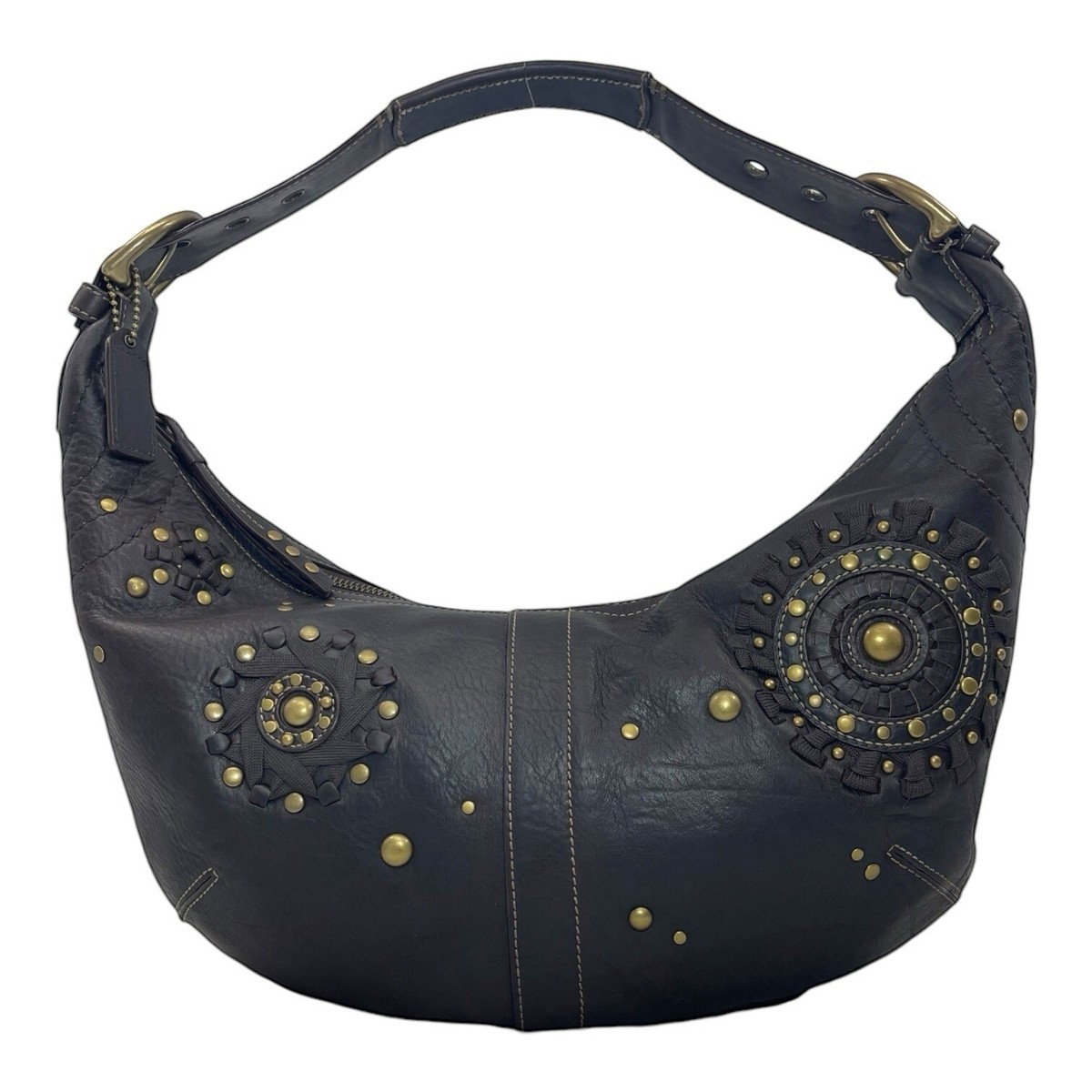 Vintage 00s COACH Mia 10063 Studded Leather Hobo Bag Handbag