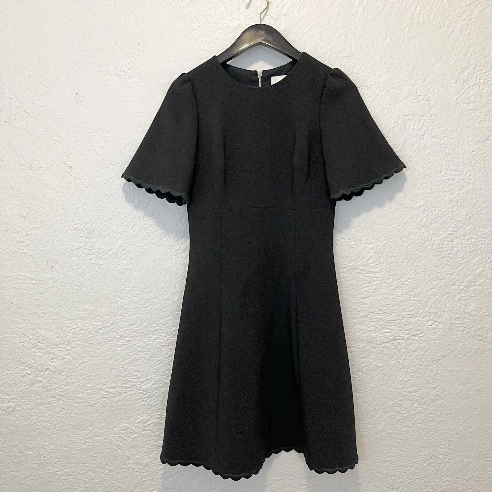 Abito Kate Spade taglia 2 nero smerlato crepe swing