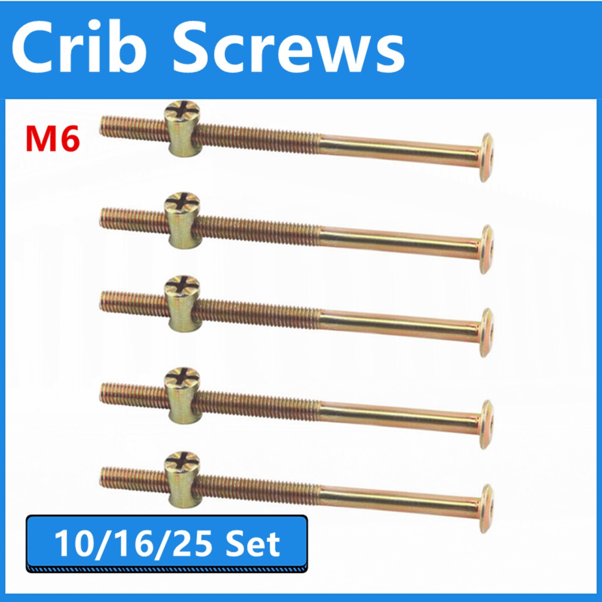 Barrel Nuts Crib Bolt Set M6 Baby Crib Hardware Replacement Kit