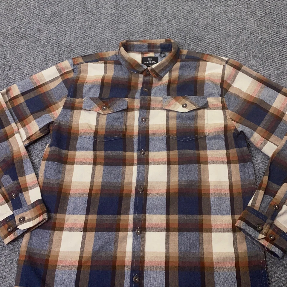 Camisa Burnside para niños talla 16 marrón oscuro franela a cuadros manga larga Foto 3 de 4