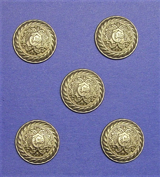 CLASSIQUES ENTIER  REPLACEMENT BUTTONS 5 SILVER TONE METAL JACKET GOOD USED COND - Image 3 of 4