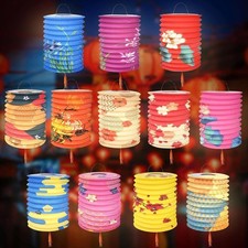 12pcs Colorful Paper Lanterns: Chinese New Year Wedding Party Lanterns Pin...
