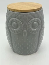 Danica NOW Designs 6 1/2" Gray Owl Canister w/ Wooden Lid