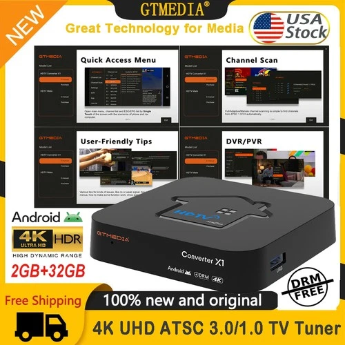 4K UHD ATSC 3.0 Certified HDTV Digital Converter Smart TV Box Free DVR Recording