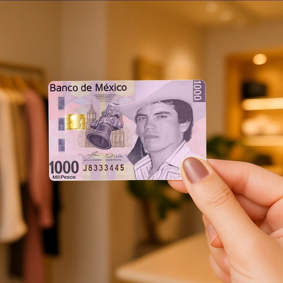 Виниловая наклейка на дебетовую кредитную карту Chalino песо переводная картинка деньги банк наличные чехол глянцевая - Изображение 4 из 4