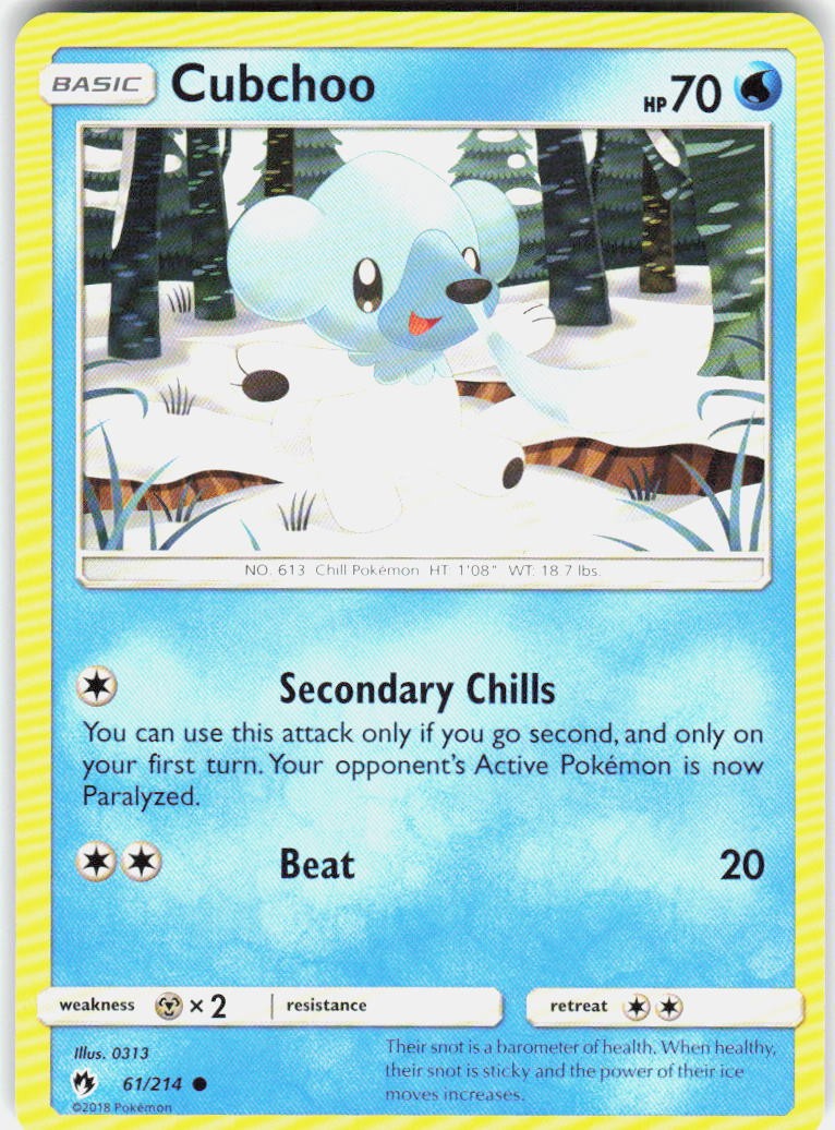 Cubchoo 61/214 SM Lost Thunder Pokemon