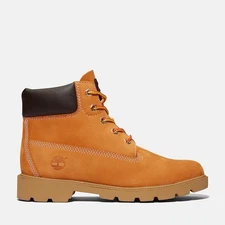 Timberland 6” Inch CLASSIC SINGLE SOLE BOOTS JUNIOR WHEAT NUBUCK BOY'S GIRLS GS