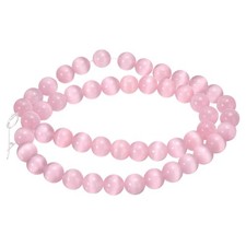 48pcs Pink Cat's Eye Stone Beads 8mm Round Crystal Loose Bead