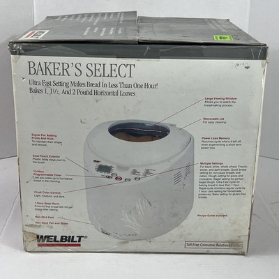 #ad Welbilt Baker#x27;s Select Digital Bread Machine Model ABMY2K1 White 2LB OPEN BOX $50.00