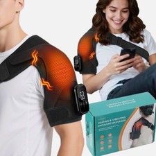 Cordless Shoulder Massager Pain Relief with 3 Vibration Modes, 3 Heating Levels