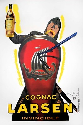 Cognac Larsen Vintage Ad Poster   - 24x36  Premium   Gallery Print 200GSM