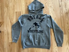 Vintage Russell Athletic Hoodie Sweatshirt Wrestling Sz M Made in USA Distressed