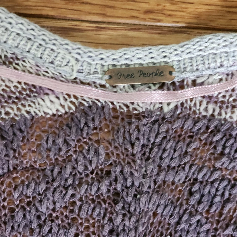 Suéter de punto abierto Free People mezcla de algodón y lino a rayas Boho Dolman O/S Foto 4 de 4