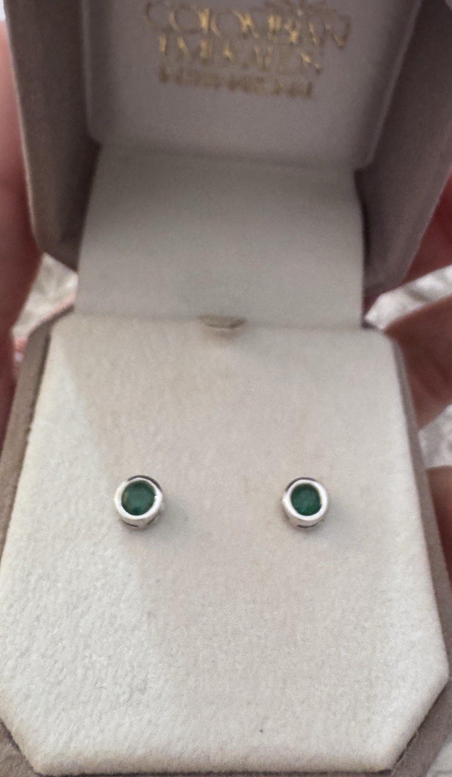 Solid 14K White Gold Bezel Set Emerald Women’s La… - image 1