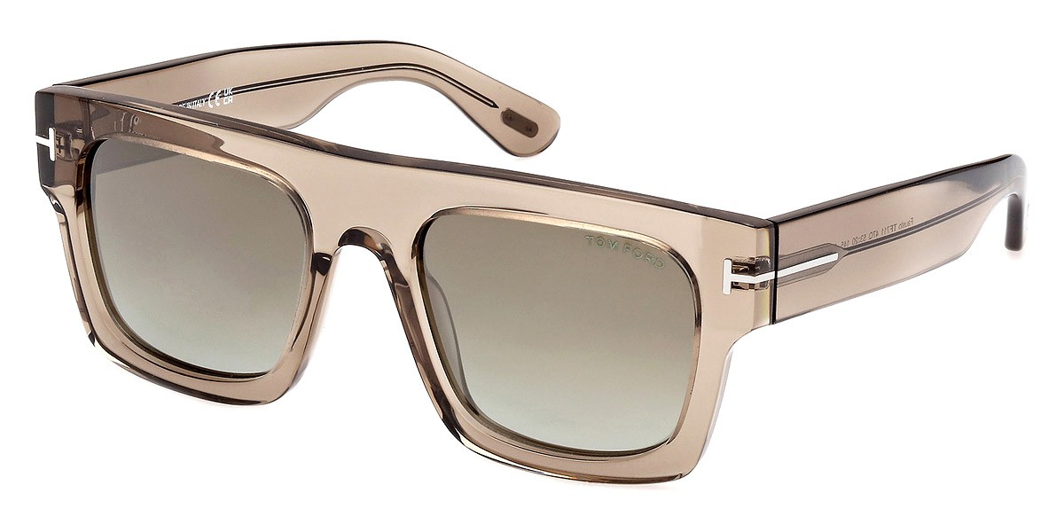 Tom Ford FT0711 Fausto Sunglasses Shiny Transparent Oyster Gradient Brown 53mm image 2