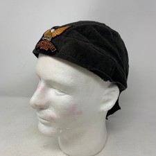 Vintage Biketoberfest 2000 Biker Doo Rag Eagle Patch Black Tie Back Cap USA Made