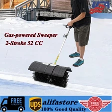 52cc Gas Power Hand Held Sweeper Broom Driveway Artificial Grass Clean W/ Blower