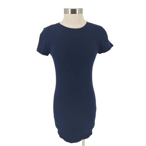 PINK Victorias Secret Bodycon T Shirt Dress Blue Rib Knit Short Sleeve Medium - Picture 1 of 8