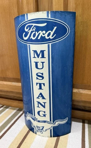Ford Mustang Sign Curved Metal Parts Tools Gas Oil Vintage Style Wall Decor