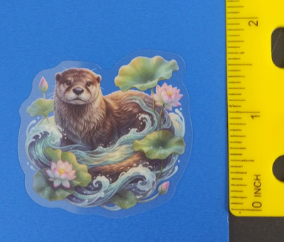 #ad Beautiful Otter Playing In Water Transparent Sticker S $1.69