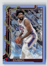 Joel Embiid #6 2025-26 Topps Holiday Light Blue Glitter 76ers Read