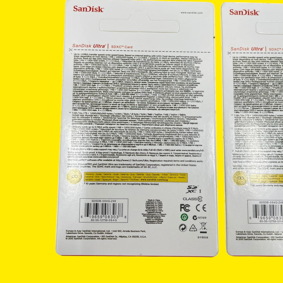 LOT OF 2 SanDisk Ultra 64GB SDHC UHS-I Memory Card #2483 Z65/124 - Image 4 of 4