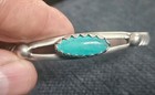 925 Sterling Silver: Vintage; Oval Turquoise, Open Ends Native American Bracelet — photo 7