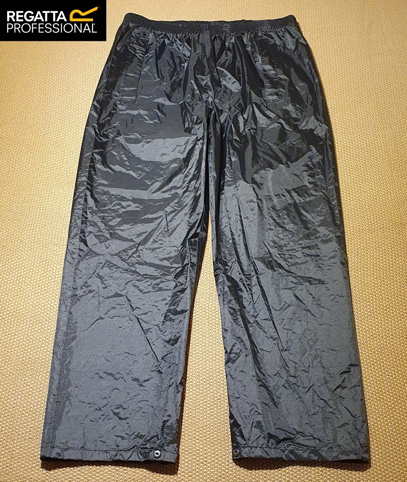 Regatta Men's Waterproof Windproof Work Rain Trousers Size L Black Over Pants