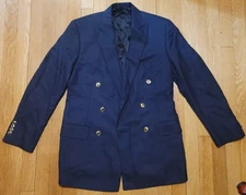 Union Made Santoria Ambrosiana  Men's Blue Wool Double-Breasted Suit Jacket 36R