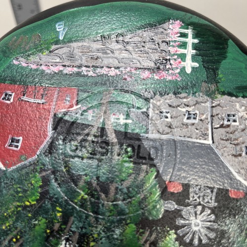 GRISWOLD cast iron 709C #3 Skillet Hand painted Red Barn House Windmill NOS! - Picture 16 of 17