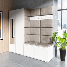 Garderoben-Set Florenz Kleiderschrank mit Polsterplatten und Schuhschrank