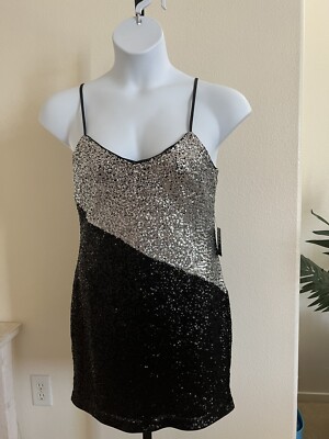 express black and silver sequin dress Express Sequin Long Sleeve Mini Dress