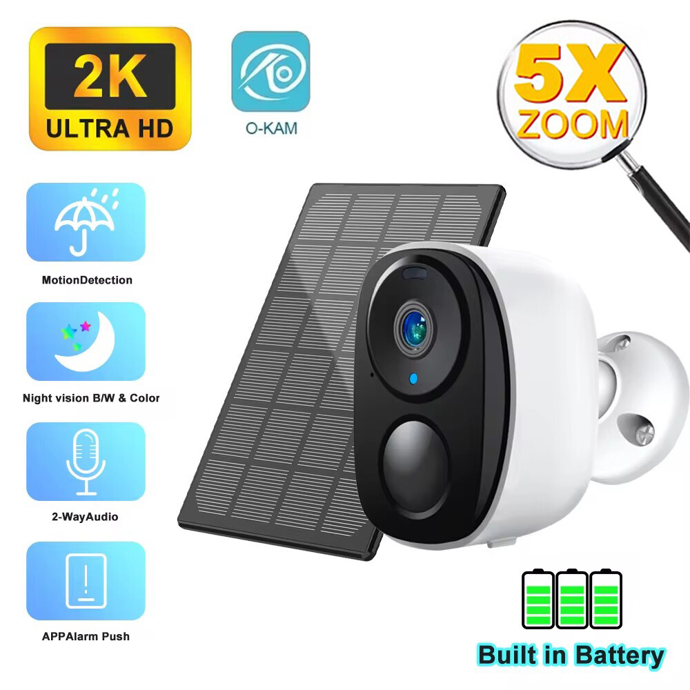 Solar Battery Powered Wireless Security Camera System Outdoor Home Wifi IP Audio