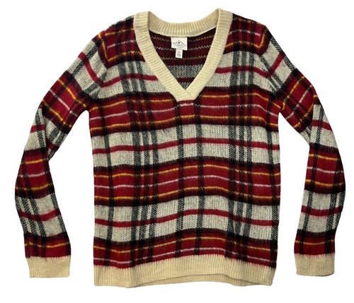 Pull Homme Monte Carlo Col V En Laine Mélangée - Carreaux Marron Et Gris - Taille 48 - Neuf