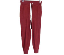 Aerie Women's XS Jogger Lounge Pants Plush Soft Fleece Ribbed Trim Red EUC