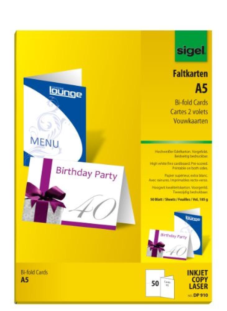 (TG. 14,8 x 21 cm (2 volte)) SIGEL DP910 Lotto di 50 carte di ringraziamento o d