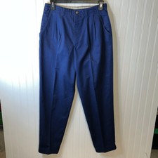 Vintage Lee Women's Pants Size 14 Long High Wasted Blue Elastic Sides Straight