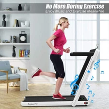 NNECW Electric Folding Treadmill with Bluetooth Speaker for Home-White