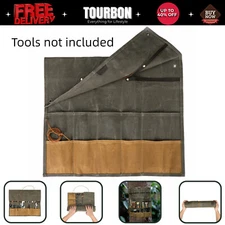 TOURBON Waxed Canvas Knife Roll Carve Knives Bag 10 Slot Tool Carry Mat Portable
