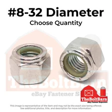 #8-32 Stainless Steel Nylon Insert Hex Nuts (Choose Qty)