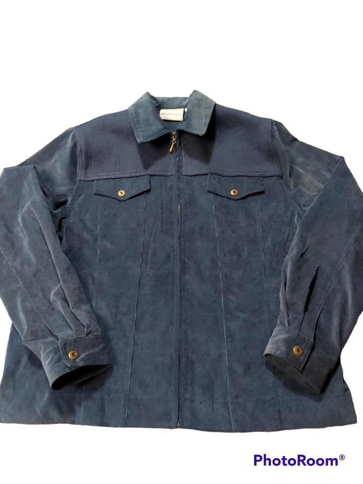 Pantalón Alfred Dunner Mujer Cremallera Completa Azul Pana Azul Talla 12 Chaqueta Pantalón 14 Foto 2 de 4