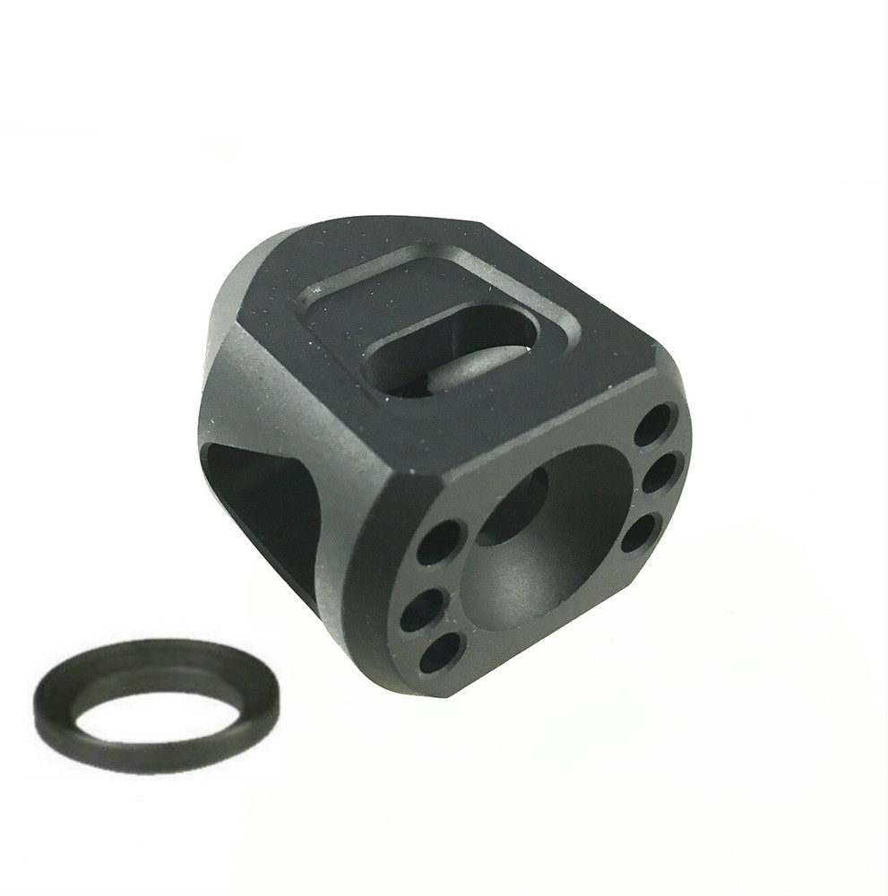 Low-Concussion Hard Anodized 1/2x28 TPI Muzzle Brake for .22LR .223 5.56  
