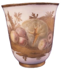 Antique 18thC Capodimonte Porcelain Soft Paste Fruit Scene Beaker Cup Italian