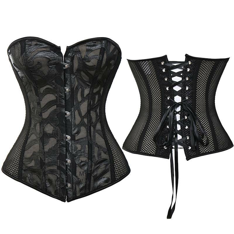 Kelvry Womens Waist Cincher Gothic Boned Basque Corset Bustier Top